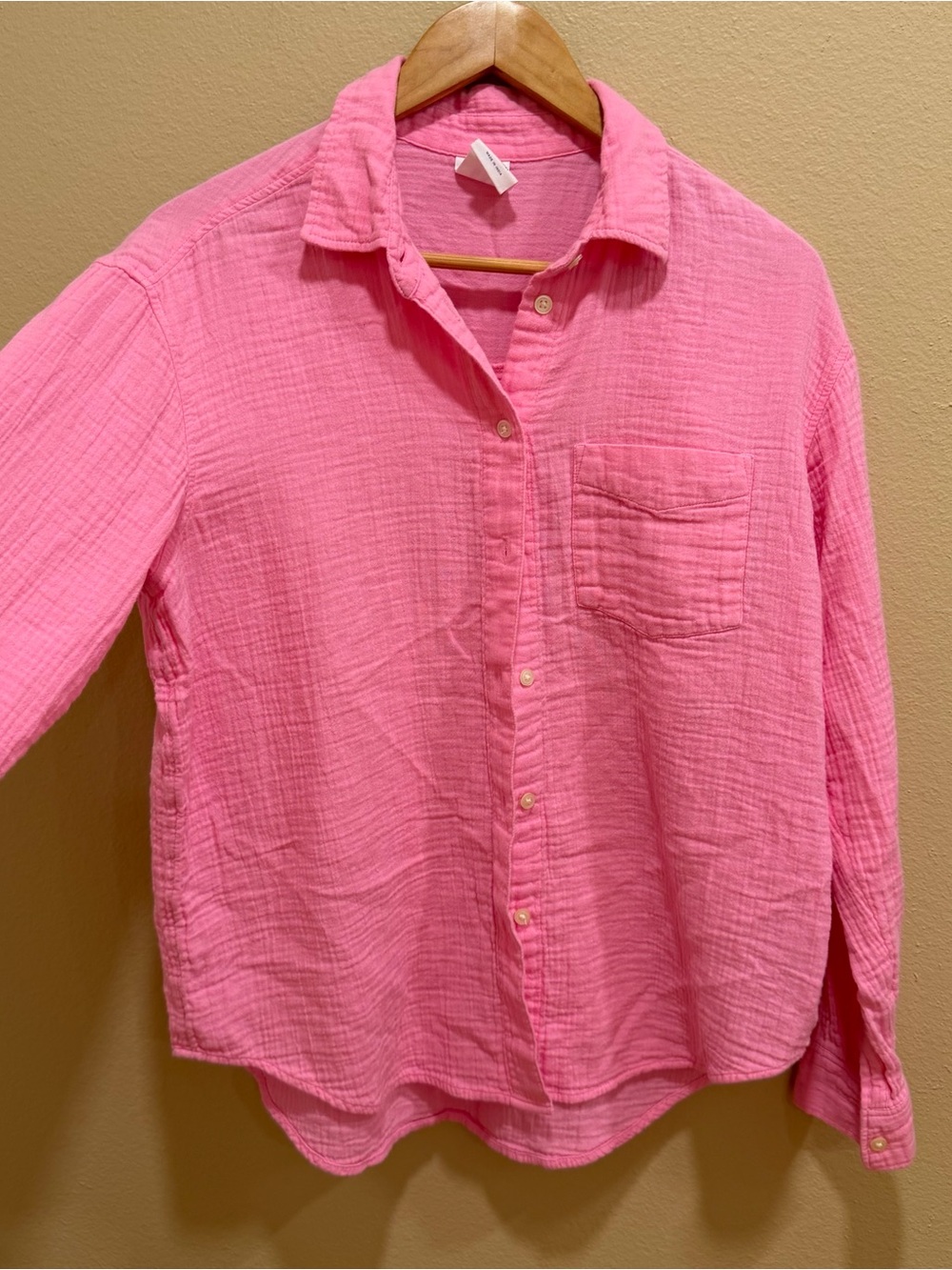 GAP Pink The Big Shirt Cotton Button-Down Shirt Small Gauze - Picture 8 of 10